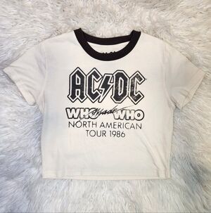 AC/DC Graphic Cropped Tee - Cream